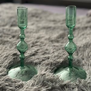Poketo glass candlestick holder set